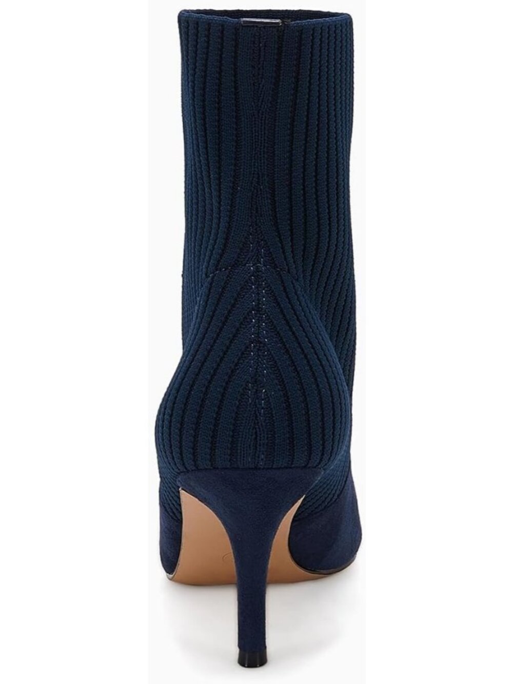 Women's Navy Faux Suede Stiletto Kitten Heel Fashion Pointed Toe Ankle Boots - Picture 5 of 6